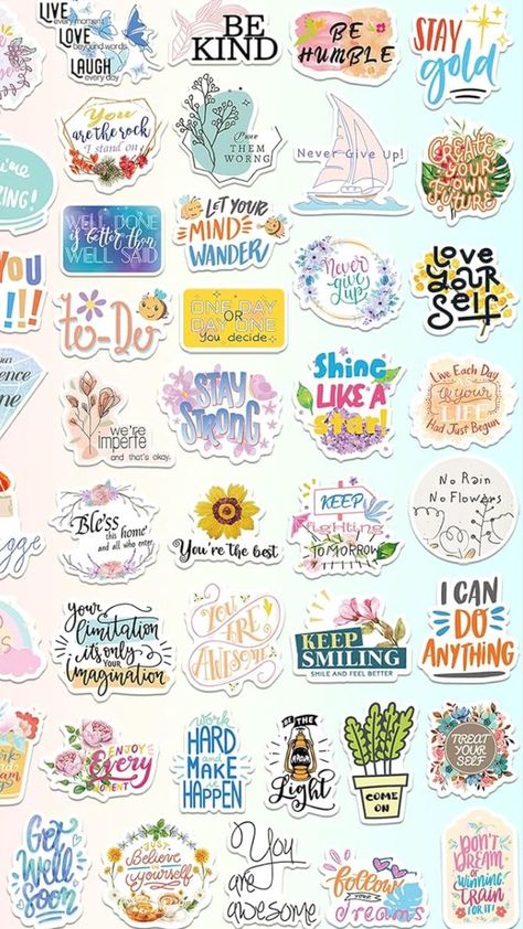 Elevate your day with our 400pcs Inspirational Quote Stickers! Perfect for water bottles, laptops, books, skateboards, phones, and more. Boost positivity and motivation with these waterproof, vibrant stickers. Great for teens, students, teachers, and women. Spread positivity wherever you go! 🚀 #InspirationalStickers #MotivationalQuotes #PositiveAffirmations #StudentLife #TeacherInspiration #EmpowermentStickers #TeenVibes #StayPositive #LaptopStickers Women Stickers, Affirmation Stickers, Stickers For Water Bottles, Creative School Project Ideas, Teacher Quotes Inspirational, Printable Inspirational Quotes, No Rain No Flowers, Inspirational Stickers, Motivational Sticker