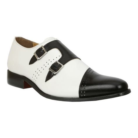 Men's Giorgio Brutini Carbonne Monkstrap - Black/White Buff Leather Cap Toe Shoes Trendy Mens Suits, Mens Dress Outfits, Oxford Shoes Outfit, Cap Toe Shoes, Shoes Oxford, Men's Dress Shoes, Mens Fashion Simple, Cheap Mens Fashion, Formal Mens Fashion