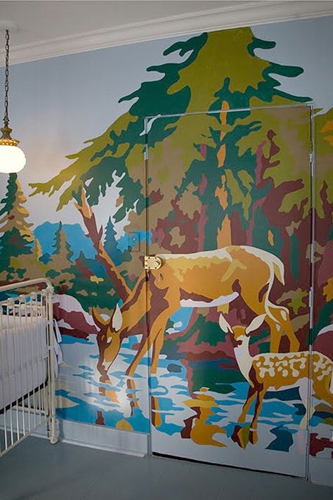 paint by numbers mural. love this idea for a kids room Manchester Tan, Bd Art, Nursery Wall Murals, Murals For Kids, Number Wall, Interior Wall Paint, Camp Style, Camp Wedding, Interior Painting