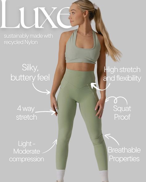 Get to know our new Luxe Fabric ✨ With a luxurious buttery and silky feel, and exceptional flexibility, our new Luxe fabric is constructed from recycled Nylon created using post consumer waste that would have otherwise ended up in landfill. Luxe offers a light to moderate compression and gives you flexible freedom that is ideal for everyday wear and light intensity workouts such as Pilates, yoga, and dancing, whilst still being durable, squat proof and moisture wicking. Our new Luxe Fabr... Pilates Yoga, Squat Proof, Intense Workout, Getting To Know, Pilates, Moisture Wicking, Dancing, Everyday Wear, Active Wear