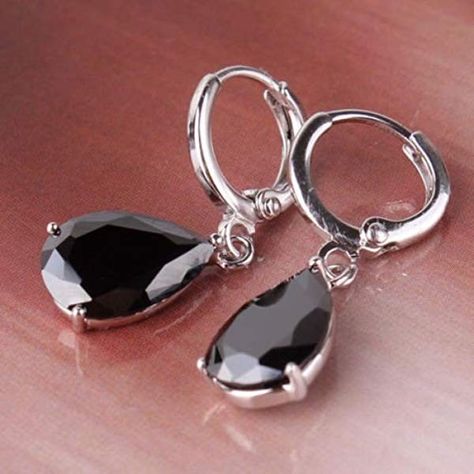 Black Stone Earrings, Valentines For Daughter, Crystal Earrings Wedding, Bride Earrings, Black Sapphire, Wedding Party Jewelry, Party Earrings, Ear Stud, Diamond Drops