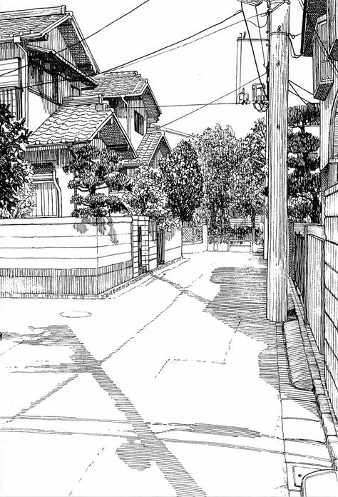 / Arte 8 Bits, Landscape Sketch, White Drawing, Perspective Art, Background Drawing, Architectural Sketch, Perspective Drawing, Urban Sketchers, Landscape Drawings