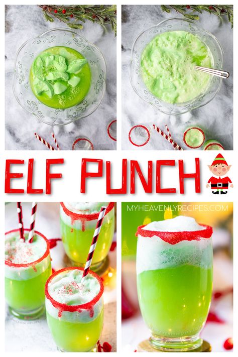 Elf Punch - A lime sherbert punch for a christmas party! Best Christmas punch recipe for a crowd. Green and red drinks! The cups look like elves! Buddy the elf punch! Kids love this and it's a delicious sherbert recipe. Christmas Punch Recipes With Sherbert, Christmas Punch Sherbert, Green Sherbert Punch, Kids Christmas Punch Recipes, Punch For Kids Party, Christmas Sherbet Punch, Elf Punch, Lime Sherbert Punch, Best Christmas Punch