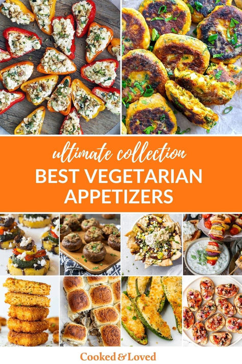 If you're looking for vegetarian appetizers, this carefully curated collection is for you! From crispy jalapeño poppers and stuffed mushrooms to savoury skewers, I've got plenty of delicious finger food, canapés, dips, platters and more. Vegan-friendly options are included. via @irena_macri Vegetarian Canapes, Vegetarian Finger Food, Vegetarian Appetizers Easy, Veg Appetizers, Vegetarian Party, Veggie Appetizers, Vegan Finger Foods, Vegetarian Party Food, Vegetarian Starters