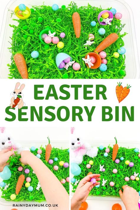 Easter Sensory Bin, Sensory Bin For Toddlers, Easter Sensory, Easter Activities For Toddlers, Toddler Sensory Bins, Easter Lessons, Easter Crafts Preschool, Spring Toddler, Tuff Spot