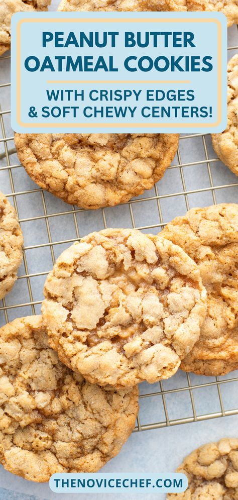 Delight in these satisfying Peanut Butter Oatmeal Cookies! With a hint of cinnamon, crisp edges, and a chewy center, these wholesome cookies made with rolled oats and creamy peanut butter are sure to please! Cinnamon Crisp, Oat Cookie Recipe, Butter Oatmeal Cookies, Peanut Butter Oats, Chewy Peanut Butter Cookies, Peanut Butter Oatmeal Cookies, Lost 100 Pounds, Peanut Butter Oatmeal, Oat Cookies