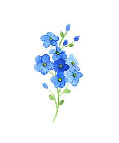 Forget Me Not Tattoo, Forget Me Nots Flowers, Tattoo Watercolor, Blue Drawings, Illustration Tattoo, Flower Chain, Blue Tattoo, Flowers Tattoo, Flower Blue