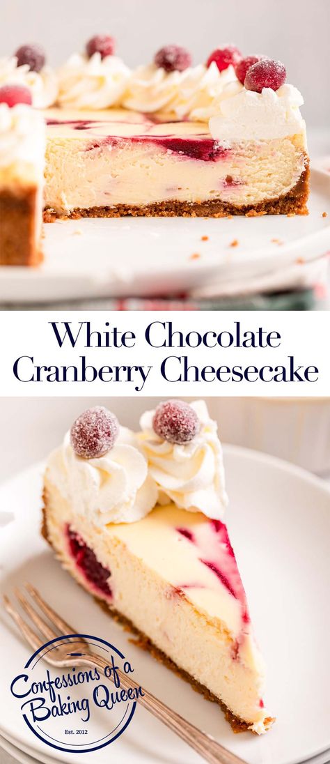 White Chocolate And Cranberry Tart, White Chocolate Cranberry Cheesecake No Bake, Vegan White Chocolate Cheesecake, White Christmas Cheesecake, Cherry Almond Cheesecake, Cranberry Swirl Cheesecake, 6” Cheesecake Recipes, Christmas Cranberry Cheesecake, Best Christmas Cheesecake Recipes