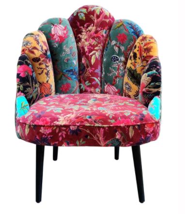 Unique colourful birds of paradise floral pattern cotton velvet occasional chair Velvet Wing Chair, Velvet Occasional Chair, Colourful Birds, Funky Chairs, Whimsical Furniture, Boho Chair, Living Room Furnishings, Floral Cushion Covers, Unique Chair