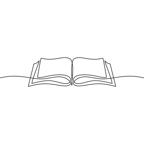 Minimal Book Drawing, Simple Line Book Tattoo, Book One Line Drawing, Bookish Line Art, Single Line Book Tattoo, One Line Book Tattoo, Kindle Tattoo, Minimalist Book Tattoo, Line Art Books