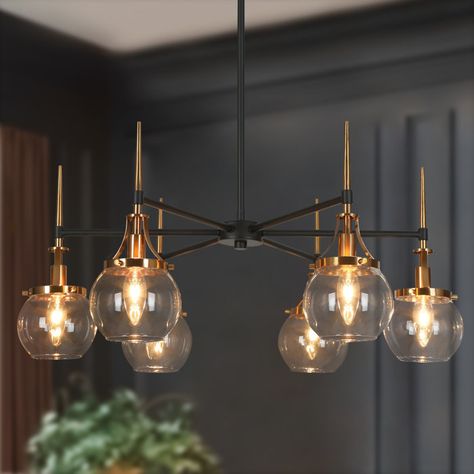 Mercer41 Loram 6 - Light Wagon Wheel Chandelier | Wayfair Victorian Remodel, Dimmable Chandelier, Transitional Lighting Fixtures, Gold Light Fixture, Kitchen Chandelier, Wheel Chandelier, Entryway Lighting, Wagon Wheel Chandelier, Statement Lighting