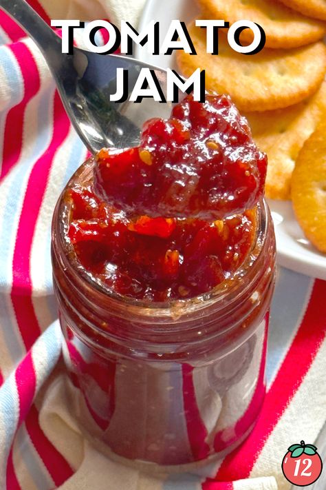 Tomato Jam | 12 Tomatoes Chilli Relish, Tomato Jam Recipe, Tomatoes In Containers, Bo Bun, Chilli Oil, Cheese And Crackers, Growing Tomatoes In Containers, Tomato Relish, Tomato Jam