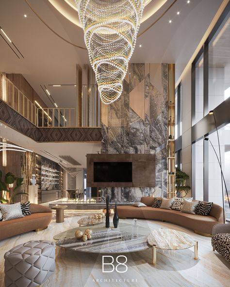 Cavalli Tower Penthouse / Interior Design - B8 Architecture and Design Studio Penthouse Interior Design, Penthouse Interior, Luxury Living Room Design, Luxury Homes Interior, Design Living Room, Boho Home, A Living Room, Luxury Interior Design, Decoration Design