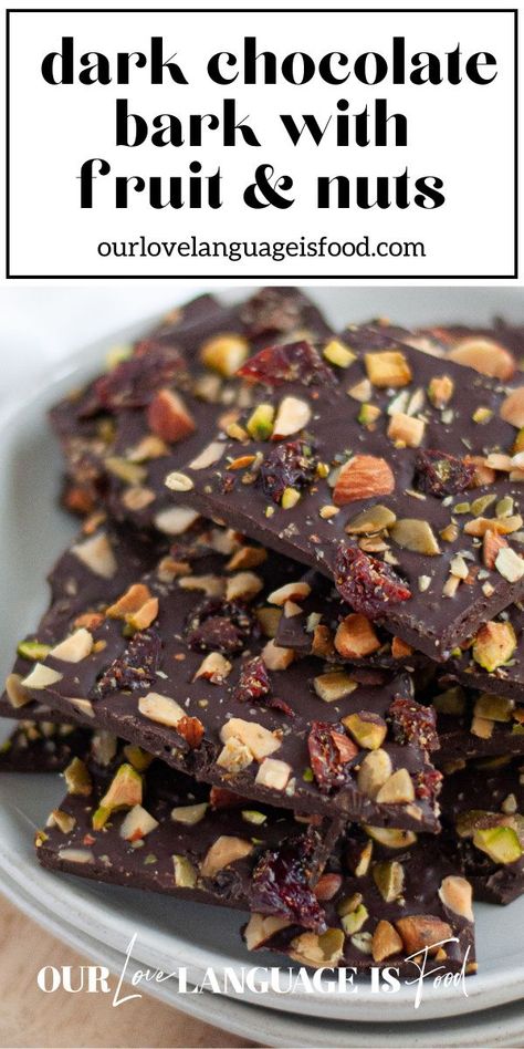 Dark Chocolate Bark, Dark Chocolate Recipes, Healthy Dark Chocolate, Kid Friendly Dessert, Chocolate Bark Recipe, Salty Treats, Easy Treat, Bake Recipes, Bark Recipe