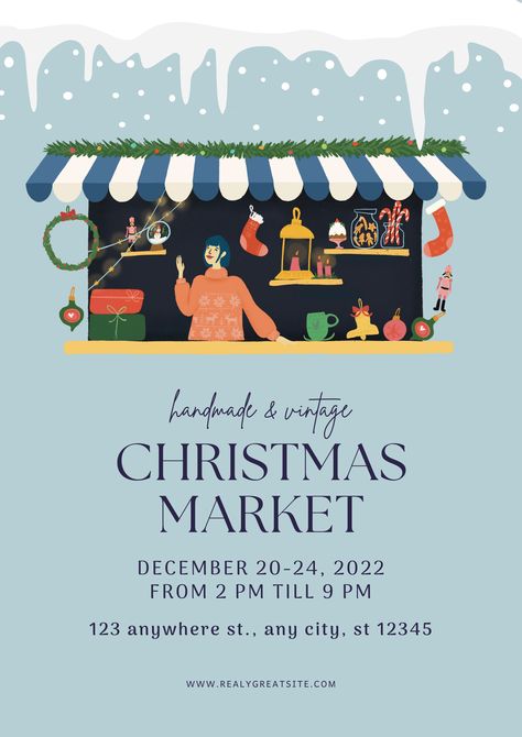 Christmas Poster Design, Market Poster, Christmas Flyer, Event Poster Design, Photo Collage Maker, Collage Background, Holiday Market, Christmas Poster, Graphic Design Fun