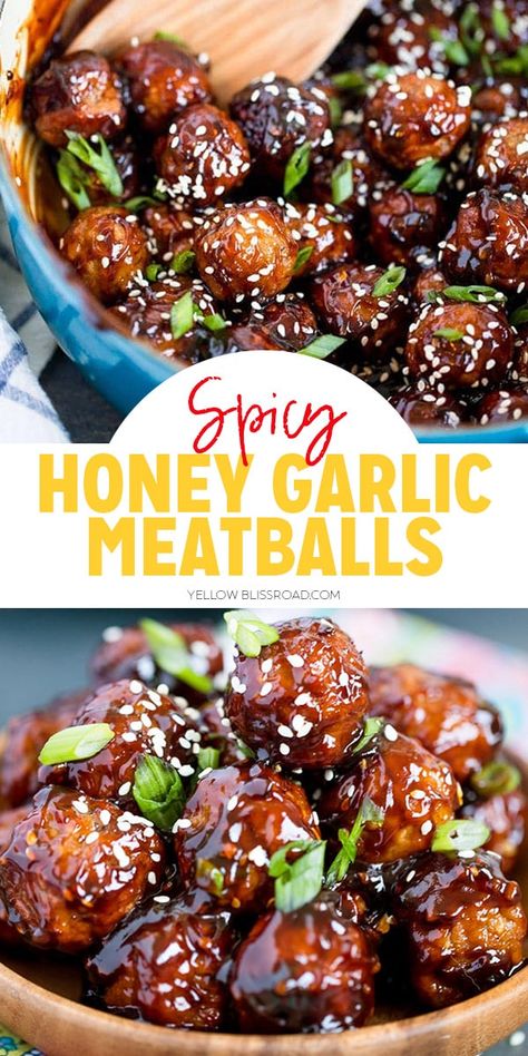 Meatball Appetizer Recipes, Honey Garlic Meatballs, Garlic Meatballs, Meatball Appetizer Recipe, Meatball Dinner, Spicy Meatballs, Glazed Meatballs, Appetizer Meatballs, Holiday Appetizer