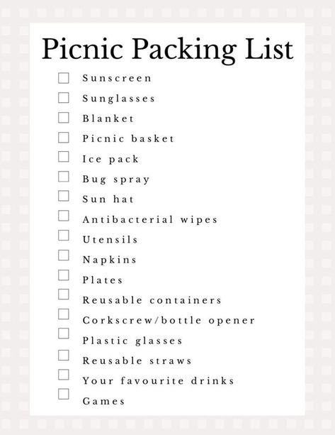 Picnic Necessities List, Birthday Picnic List, Things To Carry For Picnic, Picnic Food Ideas For Best Friends, Picnic Food Ideas For Two Friends, Friend Picnic Activities, Picnic Needs List, Things For Picnic, Picnic Shopping List