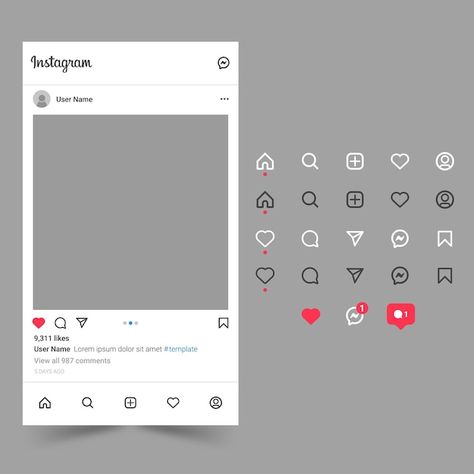 Instagram Feed Mockup, Instagram Mockup Template, Insta Post Template, Team Instagram Post, Instagram Interface, Instagram Post Template Design, Post Template Instagram, Instagram Posts Template, Overlay Template