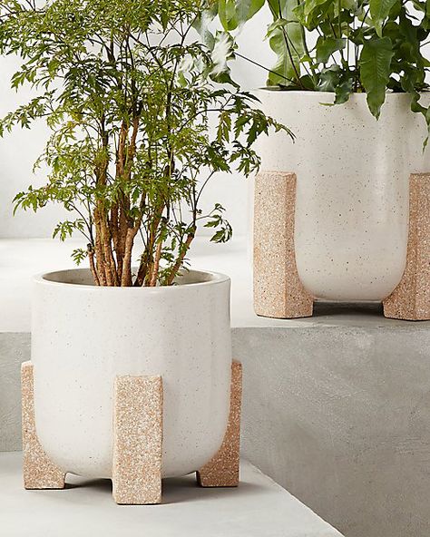 These Decorative Flower Pots and Planters Will Make Your Plants Pop Modern Planters Outdoor, Large Outdoor Planters, Resin Planters, Patio Planters, Square Planters, Glass Planter, White Planters, Terracotta Planter, Modern Planters