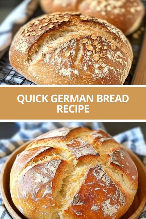 Bread in just 5 minutes, don’t miss this German recipe! Easy Bread Recipes For Beginners, German Bread, German Baking, Homemade Bread Recipes Easy, Artisan Bread Recipes, No Knead Bread, Baked Bread, Bread Making, Bread Machine Recipes