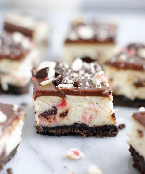 Peppermint Cheesecake Bars, Peppermint Bark Cheesecake, Peppermint Dessert, Peppermint Bark Recipes, Chocolate Peppermint Bark, Christmas Eats, Peppermint Cheesecake, Christmas Delights, Holiday Sweets