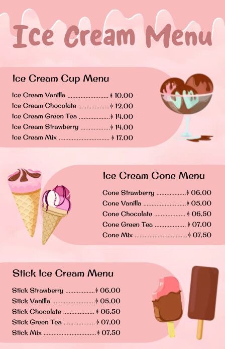 Ice cream menu card Ice Cream Menu Design Ideas, Ice Cream Menu Design, Menu Ice Cream, Menu Engineering, Menu Design Layout, Ice Cream Menu, Chocolate Cone, Ice Cream Business, Background For Powerpoint Presentation