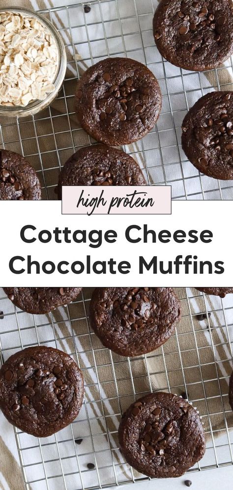 Try these blender cottage cheese muffins, a healthy and protein-packed treat. These cottage cheese chocolate muffins are an easy recipe made in a blender with oats and chocolate chips. Perfect for a sweet protein breakfast, these double chocolate chip muffins combine the richness of chocolate muffins with the goodness of cottage cheese. Blender Cottage Cheese, Chocolate Cottage Cheese, Oats And Chocolate Chips, Cottage Cheese Chocolate, Oats And Chocolate, Cottage Cheese Dessert Recipes, Cottage Cheese Muffins, Chocolate Protein Muffins, High Protein Muffins