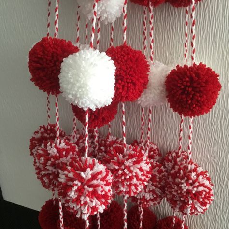 Pom Poms Garland,Valentines Decor,Party Decor,Christmas garland,Yarn pom pom garland,birthday decor, Crochet Christmas Pompom Garland, Felt Money, Garland Birthday Decor, Brownie Crafts, Christmas Pom Pom Crafts, Hanging Pom Poms, Pompom Garland, Christmas Pom Pom, Garland Birthday