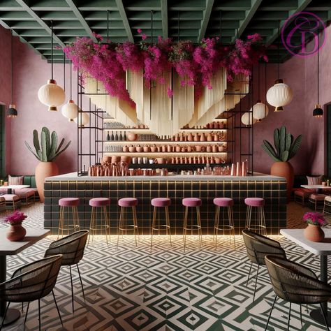 1️⃣, 2️⃣, 3️⃣, or 4️⃣❓My @giLherrera twist of a Modern Mexican Hacienda Lobby Bar with a touch of Tulum/Cabo Vibez〰️🇲🇽 (I LOVE breeze block, do you?) . At CoLores Decor Our team is constantly experimenting with textures & “WOW” styles for a UNIQUE statement design for any room…Introducing TOP 🇲🇽 MeXican Artisan Design & CATAPULTING our culture’s Talent through the vision of our founder, GiL Herrera @giLherrera ♥️ . You think you know MeXican Artisan Design, but you have NO IDEA how PASSIONATE... Mexican Themed Restaurant Design, Mexican Luxury Aesthetic, Back Bar Design Restaurant Modern, Cafe Design Colorful, Upscale Mexican Restaurant Design, Modern Mexican Design, Bar Color Ideas, Colorful Restaurant Design, Mexican Bar Design