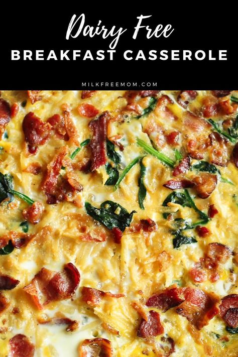 An easy breakfast casserole made without milk. Breakfast Bake Dairy Free, Dairy Free Crockpot Breakfast, Breakfast Casserole Gluten Free Dairy Free, Dairy Free Dinner Casserole, No Cheese Egg Casserole, Gf Df Breakfast Casserole, Dairy Free Egg Casserole Recipes, Breakfast Casserole No Dairy, Gluten Free Dairy Free Breakfast Casserole Christmas Morning