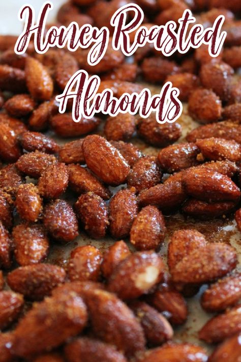 Honey Roasted Almonds Oven, Honey Almonds Roasted, Honey Glazed Nuts Recipe, How To Make Honey Roasted Almonds, Honey Almonds Recipe, Cocoa Roasted Almonds, How To Roast Raw Almonds, Roasting Raw Almonds, Flavoured Almonds