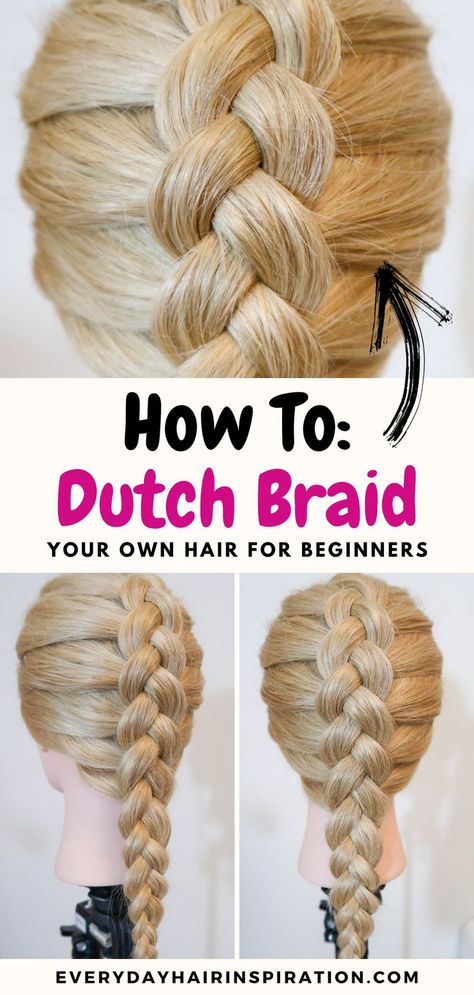 Dutch braids for beginners Overnight Heatless Waves, Hair For Beginners, Braid Your Own Hair, Blond Rose, Dutch Braid Tutorial, French Braids Tutorial, Heatless Waves, Tan Skin Blonde Hair, How To Braid