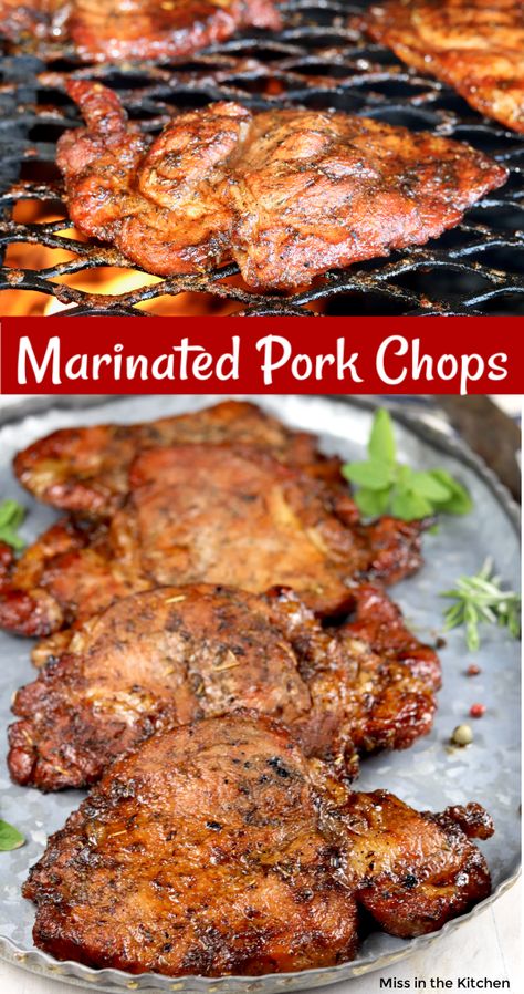 Marinated Pork Chops Grilled, Marinated Pork Chops, Easy Pork Chops, Easy Pork Chop Recipes, Pork Chop Recipes Baked, Pork Chop Dinner, Simple Pantry, Pantry Ingredients, Tasty Dinner