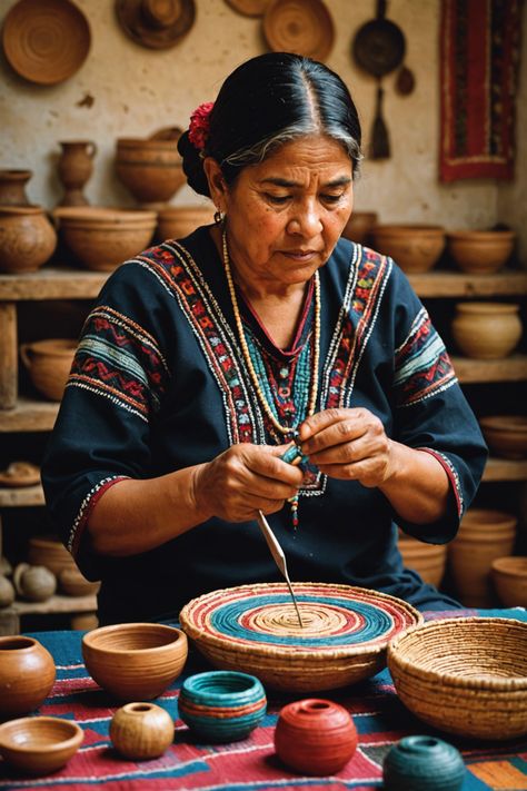 Handcrafted Heritage: Discovering the Artisan Crafts of Oaxaca Novel Aesthetic, San Bartolo, Plant Kingdom, Oaxaca City, Hispanic Culture, Mexican Traditions, Old Portraits, Mexican Heritage, Traditional Pottery