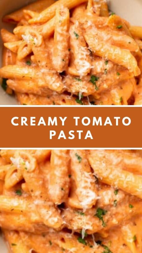 Easy Creamy Tomato Pasta Pasta Dishes Tomato Sauce, Spicy Creamy Tomato Sauce, Creamy Pasta Recipes Tomato, Creamy Red Sauce Pasta, Easy Creamy Tomato Pasta, Cheesy Tomato Pasta, Vegan Creamy Tomato Pasta, Cheesey Pasta, Creamy Tomato Pasta Recipes