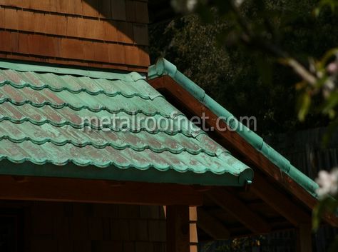 Copper Roof House, Copper Metal Roof, Copper Roofing, Roof Materials, Metal Roof Panels, Lakehouse Ideas, Copper House, Metal Roofs, Copper Tiles