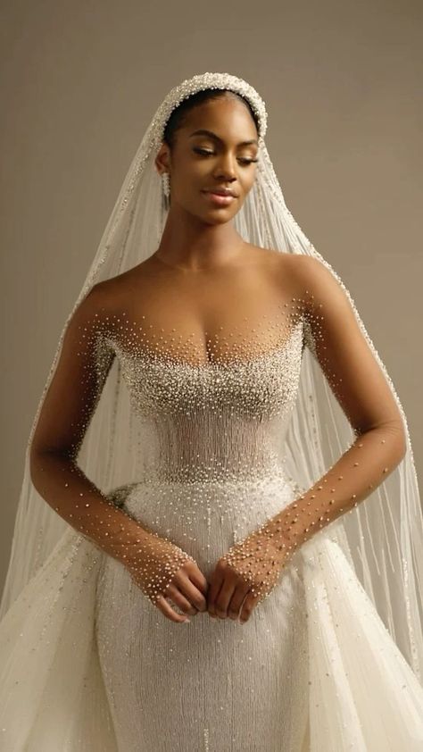 Embracing Elegance: The 2024 Vision of Bridal Couture for Black Women Mock Dress, Sheer Wedding Dress, Classy Wedding Dress, Stylish Wedding Dresses, Fancy Wedding Dresses, Dream Wedding Ideas Dresses, Classy Wedding, Black Wedding Dresses, African Wedding