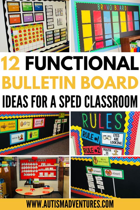 "Unlock the potential of your special education classroom with strategic bulletin board setups! Our latest blog post offers practical advice and inspiring ideas to help you create visually engaging learning spaces. Check it out now!" Self Contained Bulletin Boards, Self Contained Classroom Bulletin Board, Classroom Decor For Special Education, Bulletin Board Ideas For Sped Teachers, Special Needs Bulletin Board Ideas, Classroom Check In Board, Sped Bulletin Board, Aba Bulletin Board Ideas, Special Education Classroom Decor Ideas