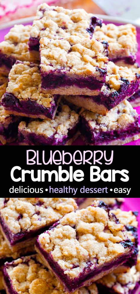 Fast Blueberry Dessert, Keto Blueberry Bars, Blueberry Oatmeal Crumble Bars, Easy Recipes Desserts Quick, Blueberry Bars Recipes, What To Do With Blueberries, Healthy Blueberry Bars, Healthy Blueberry Desserts, Easy Blueberry Crumble