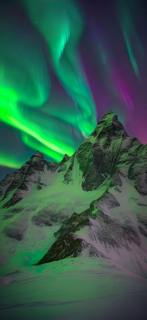 Mountains Northern Lights, Northen Light Aesthetic, Snow Mountain Aesthetic, Northern Lights Wallpaper Iphone, Aurora Aesthetic, Northern Lights Wallpaper, Aurora Wallpaper, Aurora Lights, Northern Lights Photography