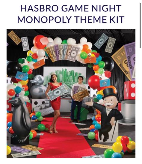 Monopoly Themed Parties, Game Night Decorations, Large Party Props, Monopoly Theme, Monopoly Party, Board Game Themes, Game Night Parties, Balloon Prices, Prom Themes