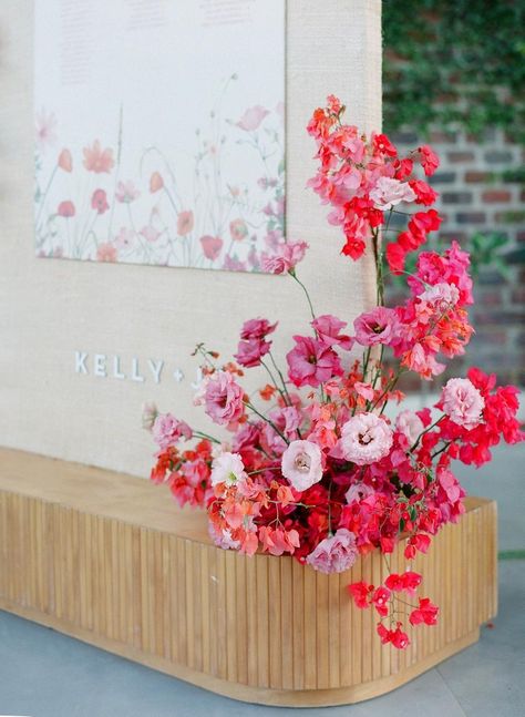 Bold Pops Of Bougainvillea-Inspired Pink At This Flora Farms Wedding Boungavillea Wedding, Bougainvillea Wedding Flowers, Bougainvillea Wedding Decoration, Bogenvilla Wedding Decor, Bougainvillea Wedding Bouquet, Bright Pink Wedding Flowers, Bougainvillea Arrangement, Hot Pink Wedding Florals, Wedding Bouquet Bougainvillea