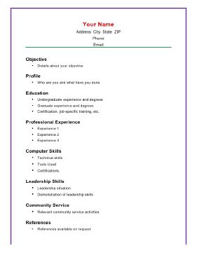 This A4 size printable resume template puts the emphasis on academic achievement and knowledge and lets computer skills rise to the top. Also has room to state a career objective. Free to download and print Computer Skills Resume, Academic Resume, Simple Resume Examples, High School Resume Template, Resume Outline, Simple Resume Format, Skills Resume, School Resume, Job Resume Format