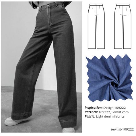 Design 109222 - Sewist Mom Style Pants Pattern, Sew High Waisted Pants, Wide Leg Jeans Sewing Pattern, High Waisted Trousers Pattern, Jean Patterns Sewing, Sewing Patterns Jeans, Sewing Projects Pants, Flare Pants Sewing Pattern, Trouser Pants Pattern Trouser Pants Pattern For Women