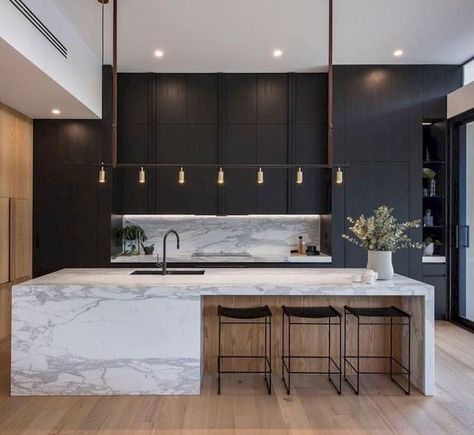 Dapur Skandinavia, Sophisticated Kitchen, Model Dapur, Minimalist Kitchen Design, Modern Kitchen Interiors, Scandinavian Kitchen, Kitchen Marble, Interior Modern, Trendy Kitchen