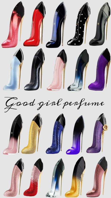 Good girl perfume #goodgirlperfume #goodgirl #perfumewishlist #perfumes #perfume Goodgirl Perfume Pink, Good Girl Perfume Collection, High Heel Perfume, Good Girl Perfume Notes, Good Girl Perfume Aesthetic, Very Good Girl Perfume, 90s Perfume, Heel Perfume, Good Perfumes