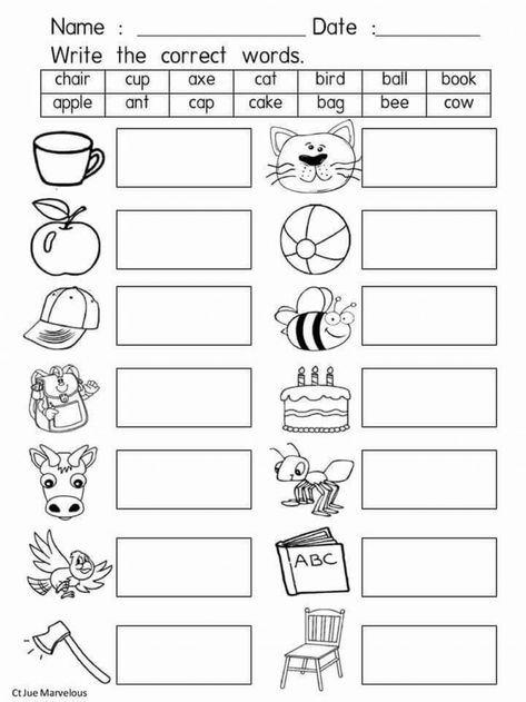 Cvc Words Worksheets, Kindergarten Phonics Worksheets, English Worksheets For Kindergarten, Three Letter Words, Grammar For Kids, English Activities For Kids, Kids Worksheets Preschool, Free Kindergarten Worksheets, Learning English For Kids