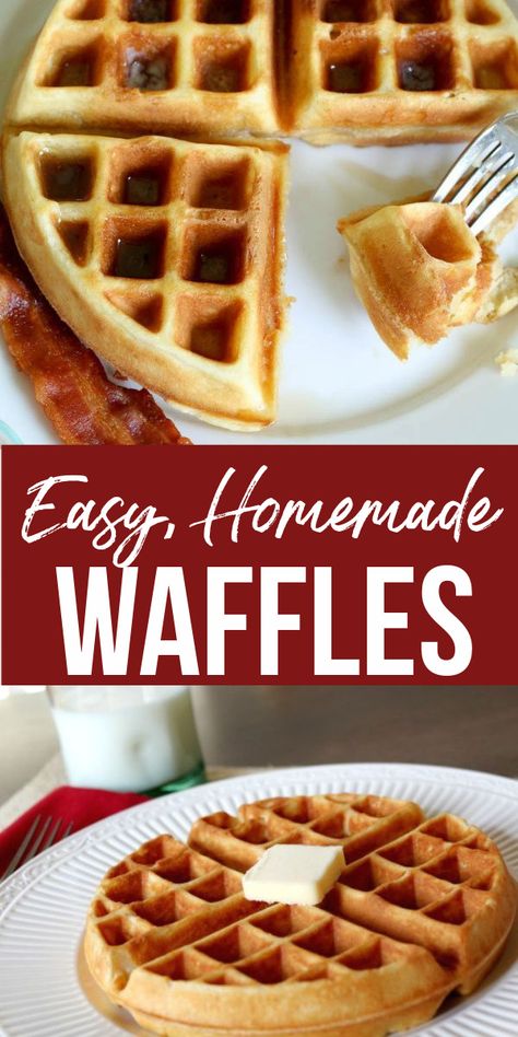 Homemade Waffle Recipe! Whip up this easy waffle recipe for your next weekend brunch! #waffles #homemadewaffles #wafflerecipe #breakfast #breakfastrecipe #brunch #homemadewaffles #waffleironrecipe Homemade Waffle Recipe, Waffle Mix Recipes, Homemade Waffle, Easy Waffle Recipe, Waffle Iron Recipes, Waffle Maker Recipes, Waffles Easy, Waffles Recipe, Homemade Waffles