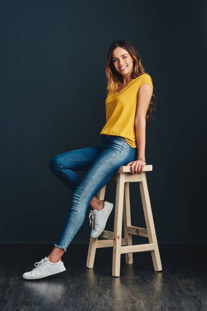 13,929 Woman Stool Stock Photos, Pictures & Royalty-Free Images - iStock Western Fashion Photoshoot, Female Modeling Poses, Female Portrait Poses, Western Photography, Chair Pose, Graduation Photography Poses, Senior Portrait Poses, Studio Portrait Photography, Woman Posing