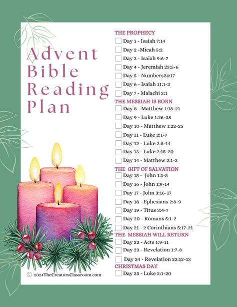 Prepare your heart for Christmas with our Advent Bible reading plan. Explore prophecies, the birth of Jesus, the gift of salvation, and the promise of His return through daily scriptures. Christmas Daily Bible Reading, Bible Reading For December, Christmas Advent Reading Plan, Bible Christmas Reading Plan, Advent Scriptures Bible Verses, Reading The Christmas Story Bible, Christmas Advent Bible Reading, Bible Reading Plan For December, Kids Christmas Bible Reading Plan